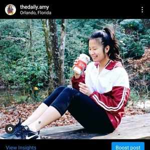 Red and white windbreaker